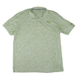 Puma‎ Golf Polo Shirt Mens Large Green Floral Print St. Marlo